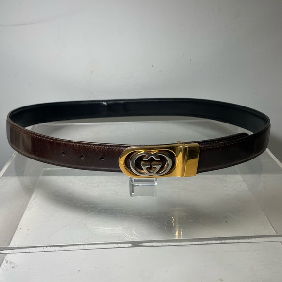 Vitage GUCCI leather belt reversible GG buckle made in italy - Picture 5 of 15